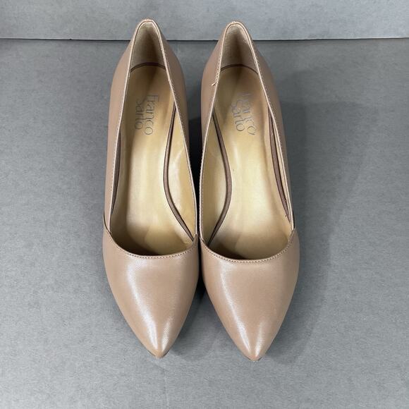 Franco Sarto Frankie Wedge Pumps Women's 10M Cool Taupe Leather Pointed Toe Nude - Picture 2 of 11